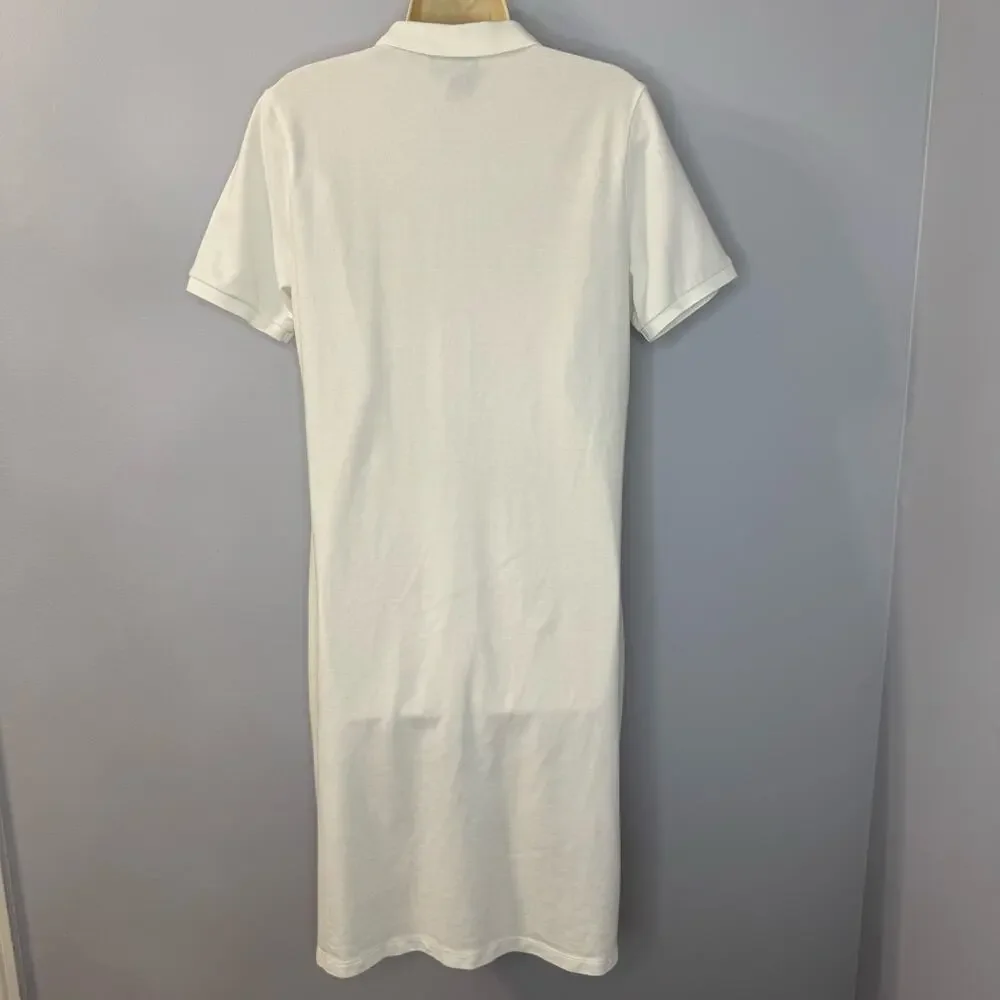 Lauren Ralph Lauren Women's L Polo Shirt Dress White Cotton Preppy Casual - Picture 3 of 8